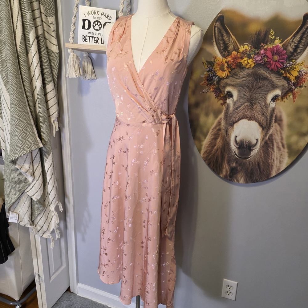 Ralph Lauren Floral Jacquard Dress Size 12 Sleeveless Asymetrical Bridesmaid‎